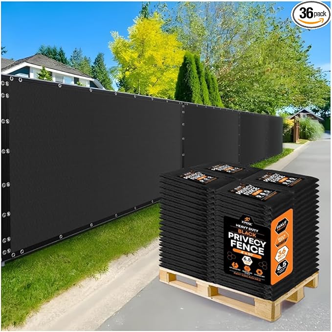 Xpose Safety Privacy Fence Screen 4’ x 50’ (36 Pack) – Heavy Duty Black Mesh with 90% Visibility Block, UV Protection – Includes Cable Ties – for Garden, Yard, Nursery, Kennel, Dog Run, Greenhouse