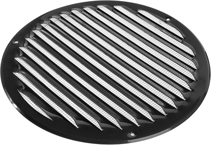 Vent Systems 8" Inch Black Round Soffit Vent Cover - Air Vent Louver with Built-in Mesh Screen – Wall or Ceiling Ventilation Grille for Intake/Exhaust HVAC Systems – Indoor and Outdoor Use