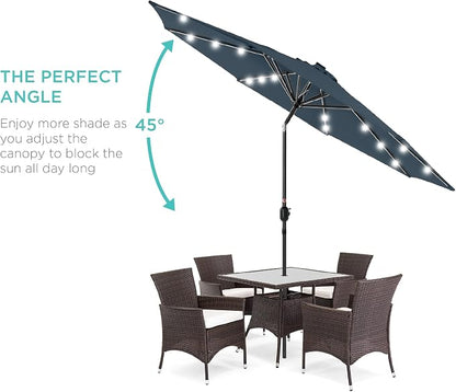 Best Choice Products 10ft Solar Polyester LED Lighted Patio Umbrella w/Tilt - Image 2