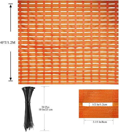 4x100 FT Orange Safety Fence, Plastic Mesh Roll for Temporary Barrier Use in Construction Sites, Snow Fencing Driveway Marking, Ski Trails, Crowd Control & Nighttime Emergency Warning
