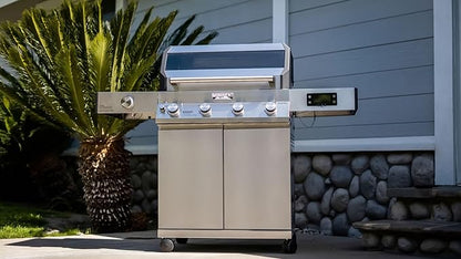 Monument Grills 4+1 Liquid Propane Gas Smart BBQ Grill, 4 Burners & 1 Side Burner, Denali 405 Stainless Steel with Smart technology, Knob Controls, Outdoor Use