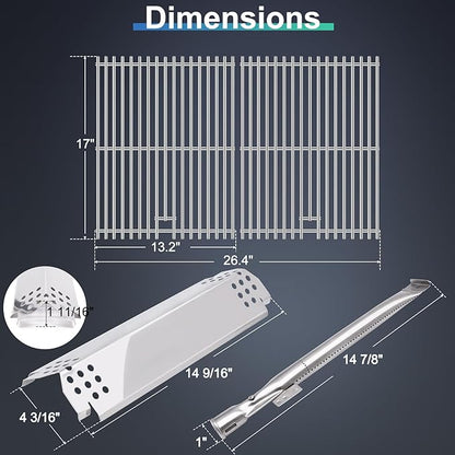 Grill Grates Kits for Nexgrill Replacement Parts 4 Burner 720-0830H, 720-0783E, 720-0888, 720-0888N. Cooking Grids, Grill Burner Tubes and Heat Plates Accessories for Home Depot Nexgrill 720-0830H.