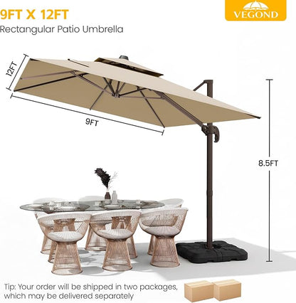 9x12 FT Patio Cantilever Umbrella - Image 8