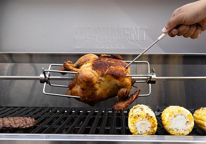 Monument Grills 4+1 Burner Natural Gas Grill with Hose, 50,000 BTU Stainless Steel Outdoor Patio Barbecue Grill with Rotisserie, Fast Heating, Knob Control, M415BZNG