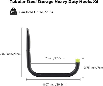 Intpro Garage Organization Hooks Heavy Duty Garage Storage Utility Wall Hooks Garden Tool Wall Hanger for Ladder Bike Shelf Hose Power Tool 6 Pack