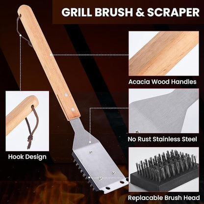Steam Grill Scruber Brush for Outdoor Sponge Grill-Steam Grill Cheaning Scraper BBQ Brush-BBQ Accessory Grill Heavy Duty Brush for Grill Cleaning Scraper + Bristle Free Grill Brushs for Any Grill