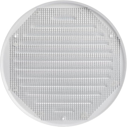 White Metal 6'' Inch Round Ventilation Grille - Inside/Outside use - (Grille: 6''Ø/Cover Area: 7.25''Ø) - Air Vent Louver - Available 4 Sizes / 2 Types / 1 Color.