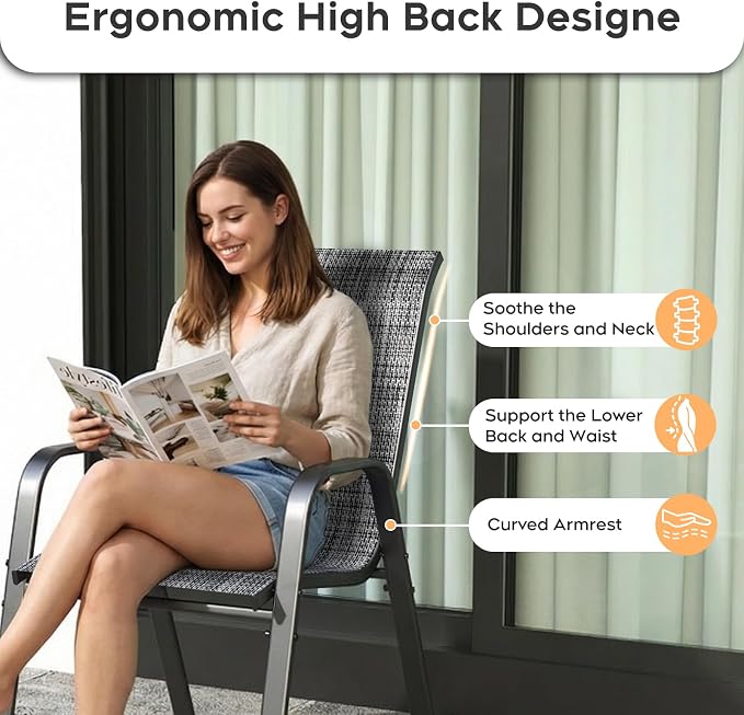 Patio Dining Chairs Set of 6, Outdoor Stackable Dining Chairs - Image 8