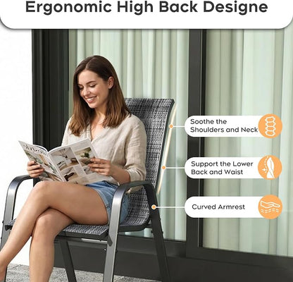 Patio Dining Chairs Set of 4 Outdoor Stackable Dining Chairs - Image 8