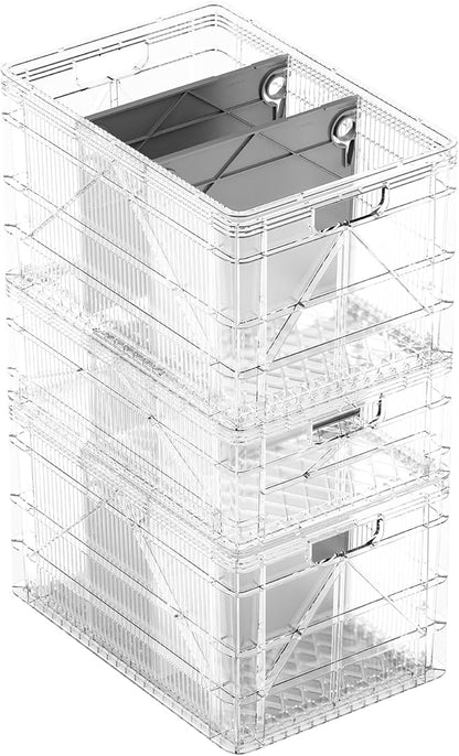 SIDIO Crate Basic Pack - 2 Full-Size & 1 Half-Size Heavy Duty Stackable Storage Bins, Totes and Containers with Dividers - Durable Plastic Organizer for Home, Office, Garage, and Outdoor Use