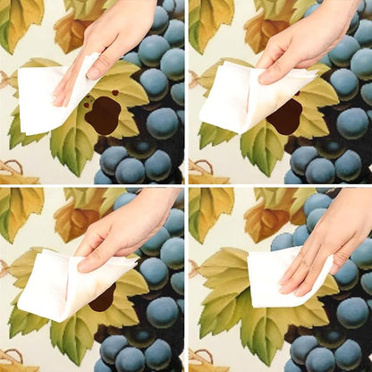 Grape Green Leaf Fresh Fruit Round Table Cloth Cover, Elastic Edge Waterproof Wipeable Tablecloths 45"-56" Polyester Tablecloth for Party Restaurant Banquet Holiday Camping Outdoor Picnic