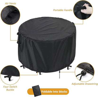 Kingling Patio Furniture Covers Waterproof, Round Patio Table Cover 48 inch Heavy Duty Outdoor Table Cover for Dining & Coffee Table Chair Set, Small Firepit Table All Weather Resistant-48''D x27''H