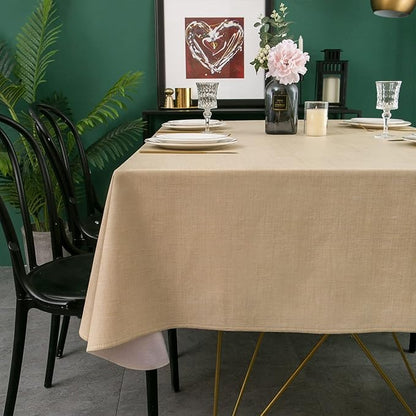LIBERECOO Vinyl Tablecloth with Flannel Backing, Champagne, Waterproof, Stain-Resistant, Easy-Clean Table Cover for Dining, Kitchen, and Outdoor Use, 60" x 60" Square