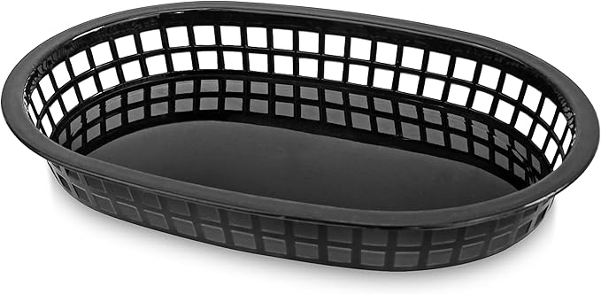 New Star Foodservice 44041 Fast Food Baskets, 10.5 x 7 Inch, Set of 12, Black