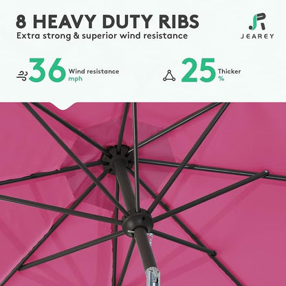 JEAREY 9FT Outdoor Patio Umbrella, Market Umbrella, Rose Pink | Outdoor Table - Image 5