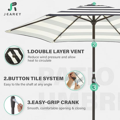 JEAREY 7.5 ft Outdoor Patio Umbrella, Table Umbrella, Tilt & Crank lift - Image 3