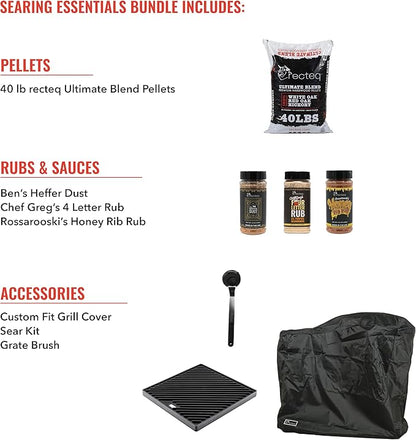 recteq Pellet Grill RT-B380 Bullseye + Searing Essentials Bundle, BBQ, Outdoor, and Electric Pellet Smoker Grill, Electric Smokers, Uses 100% Wood Pellets for Ribs, Brisket, Chicken, Sear, Smoke