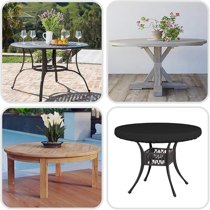 Covers & All Round Table Top Cover, 18 Oz Heavy Duty Waterproof UV & Weather Resistant Patio Table Cover, Outdoor Table Cover for Patio Outdoor Furniture & Coffee Table (41" Dia x 4 H Inches, Black)