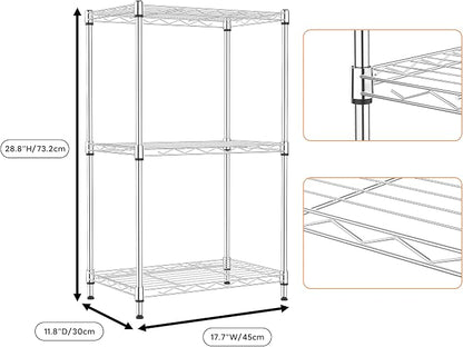 M MZG 3 Tiers Shelf Metal Storage Shelves Wire Rack Closet Organizers - Image 8