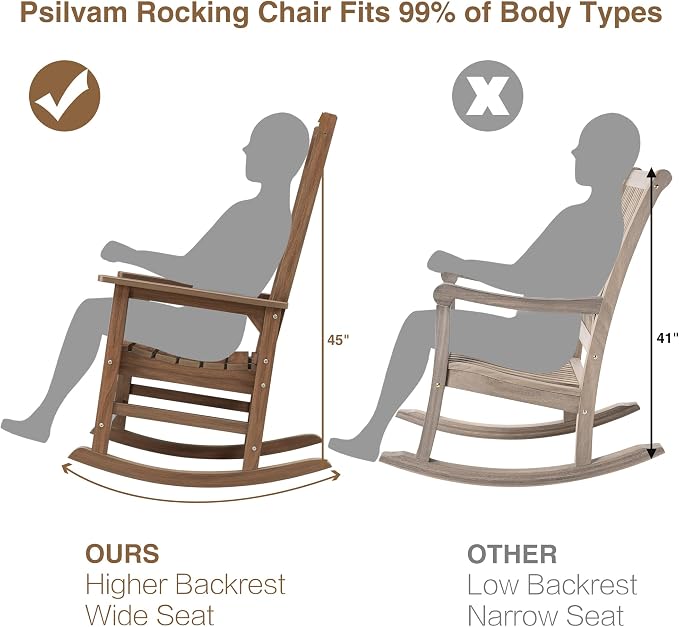 Oversized Outdoor Rocking Chair, HDPE Porch Rocker | High Back Rocking Chairs - Image 3