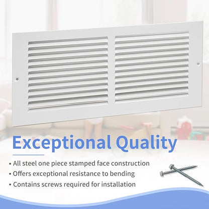 14"W x 6"H [Duct Opening Size] Steel Return Air Grille, Air Return Vent Cover for Ceiling and Sidewall - HVAC Air Vent Covers - [Outer Dimensions: 15.75"W x 7.75"H]