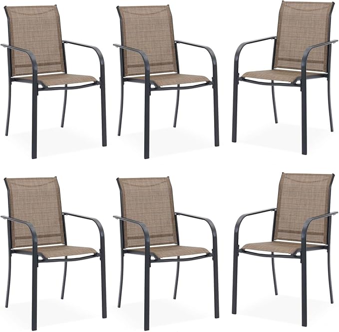 DIFY Patio Chairs Set of 6, Stackable Textilene Outdoor Dining Chairs by DIFY