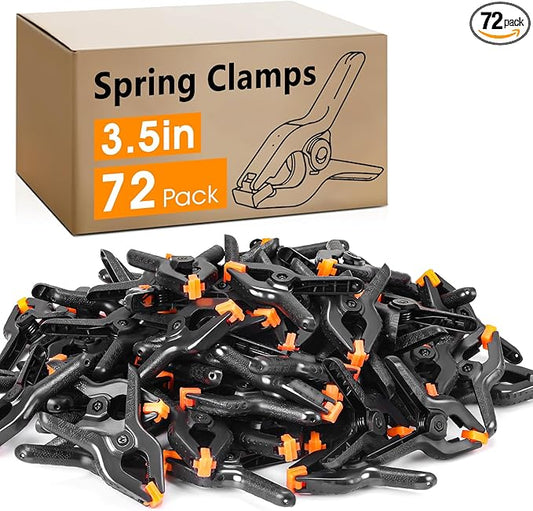 72 Pack 3.5 inch Plastic Spring Clamps, Black Heavy Duty Clips, Backdrop Clips, Plastic Clamps for Crafts, Backdrop Stand, Woodworking, Photography