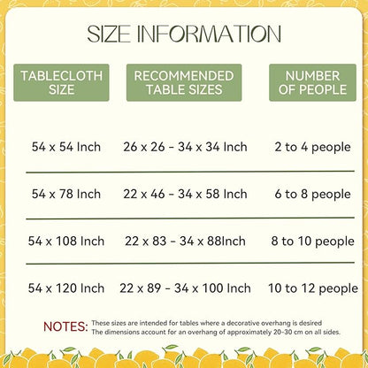 Romanstile Summer Rectangle Plastic Tablecloth, 100% Waterproof Oil-Proof Lemon PVC Table Cloth, Heavy Duty Vinyl Table Cover for Dining, Camping, Picnic, Outdoor - 54 x 120 Inch, Lemon