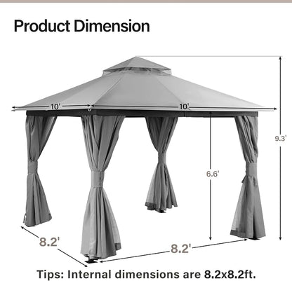 10'x10' Outdoor Gazebo, Metal Frame Heavy Duty Patio Canopy Tent Shelter - Image 6