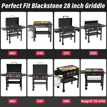Utheer Upgraded Folding Front Shelf for Blackstone 28 Inch Griddle 1883 2415 2311 2269 1883 2147 1885, Heavy-Duty 29" × 7" Steel Prep Table, 60 lb Load, Space-Saving Fold-Flat Work Surface
