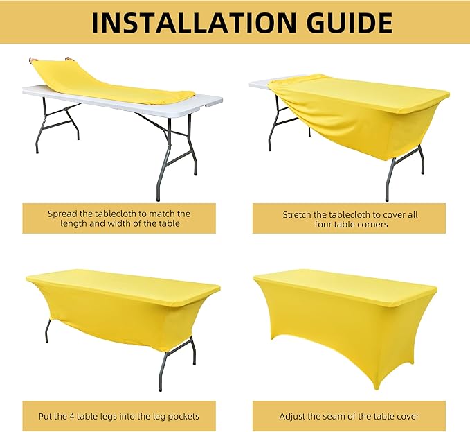 6-Pack 6ft Spandex Table Covers for Rectangle Standard Folding Tables - Wrinkle Resistant Stretch Tablecloths - Ultimate Fitted Table Protector for Parties, Trade Shows, Wedding