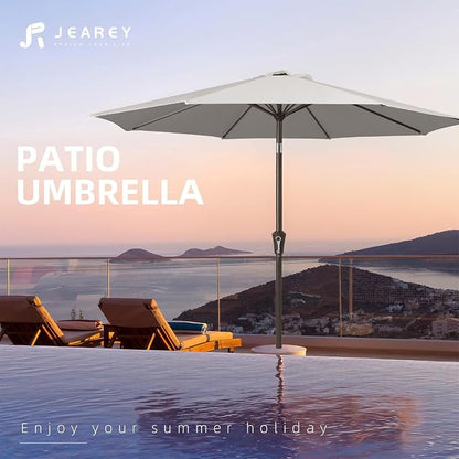 JEAREY 9FT Outdoor Patio Umbrella, Market Umbrella, Fog Gray | Outdoor Table - Image 7