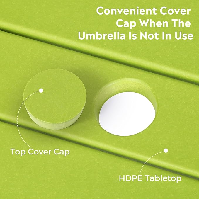 Costaelm Outdoor Bar Table, 42" Counter Height Square Patio Cocktail Bar Table with Umbrella Hole, Patio Bistro Dining Pub Table for Front Porch Deck Backyard Garden, Lime