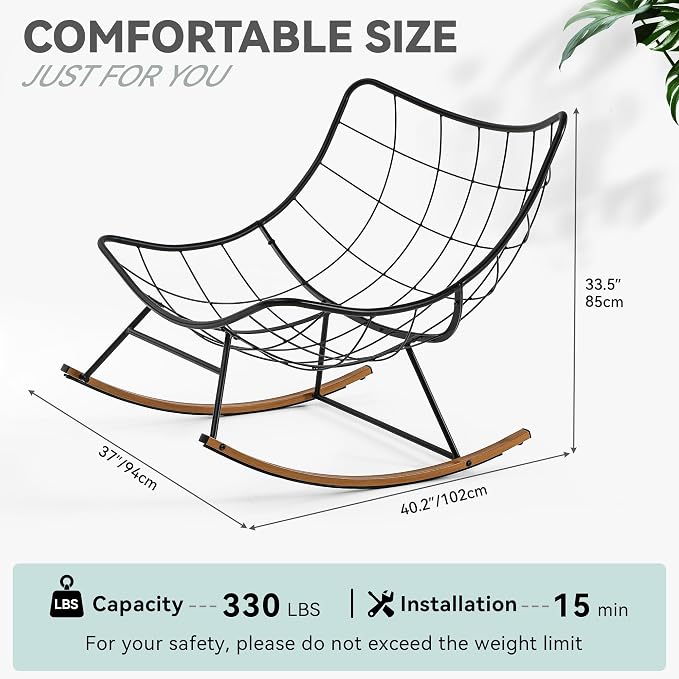 YITAHOME Oversized Rocking Papasan Chair, Wide Rocking Chair, Comfy Indoor and - Image 2