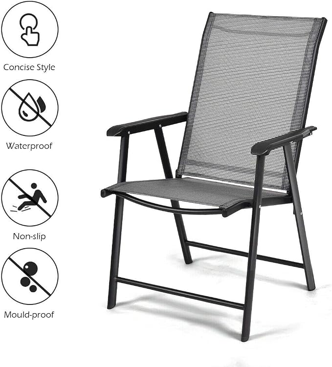 GIANTEX Set of 2 Patio Folding Chairs, Outdoor Chairs - Image 6