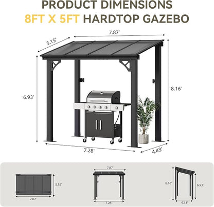 Aoxun 8’x5’ Gazebo for Patio, Gazebo Pergola - Image 7