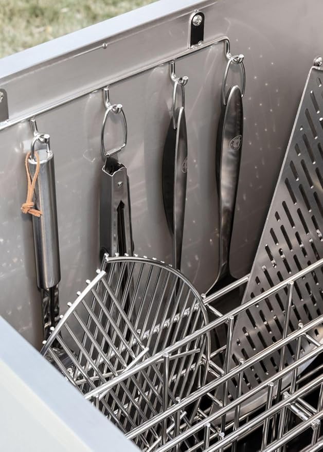 Package: Grill Accessory Storage System, Mobile Prep Station & Serving Cart | Fits Accessories Up to 24" | Wildly Configurable | Works with All Grills and Accessories. (Brazilian Walnut)