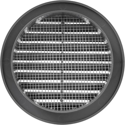 Graphite/Gray 4" Inch Round Ventilation Grille with Insect mesh. (Duct 4Ø / Grille 5Ø) Ventilation Applications. Indoor and Outdoor Vent Cover. Available 3 Sizes / 4 Colors.