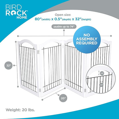 Internet's Best Wire Dog Gate with Arched Top - 4 Panel - 30" Tall - White