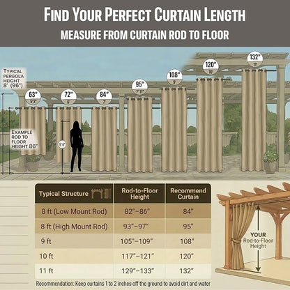 DIVA EN CAMINO DEC Outdoor Patio Curtain Waterproof Darkening Thermal Insulated - Image 3
