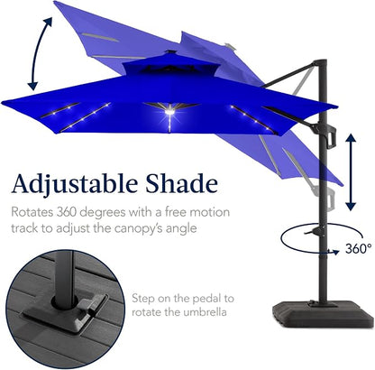 Best Choice Products 12x12ft LED Cantilever Patio Umbrella w/Base Included & - Image 5