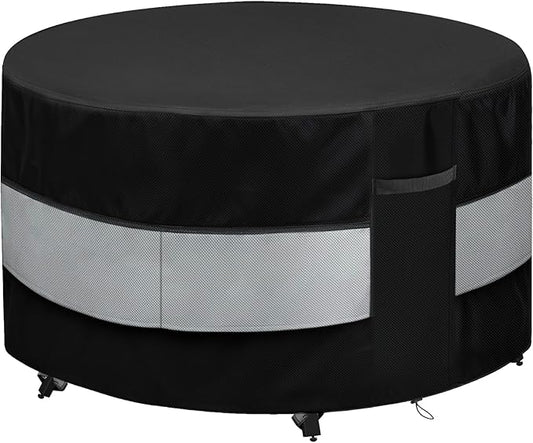 Round Patio Furniture Cover Black Grey Waterproof Up to 10000pa for 42 x 28 Inch Outdoor Round Table Covers