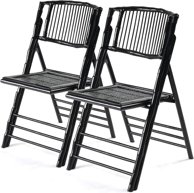 VINGLI Bamboo Folding Chair, Foldable Dining Wood Chairs Comfortable Seat by VINGLI