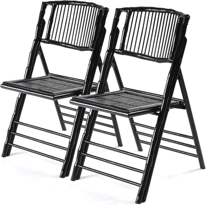 VINGLI Bamboo Folding Chair, Foldable Dining Wood Chairs Comfortable Seat by VINGLI