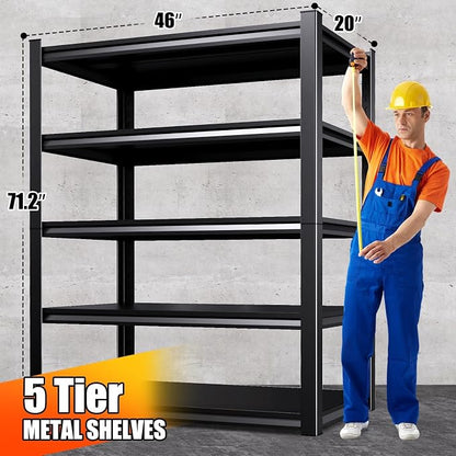 46''W Garage shelving, 2500lbs AdjustableTall Heavy Duty Shelving, 5T Garage - Image 3