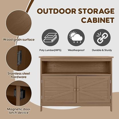 HIPS All-Weather Outdoor Storage Cabinet, Outdoor Sideboard - Image 4