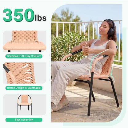 JEAREY Outdoor Patio Rattan Dining Chairs Set of 4, All Weather Stackable - Image 5