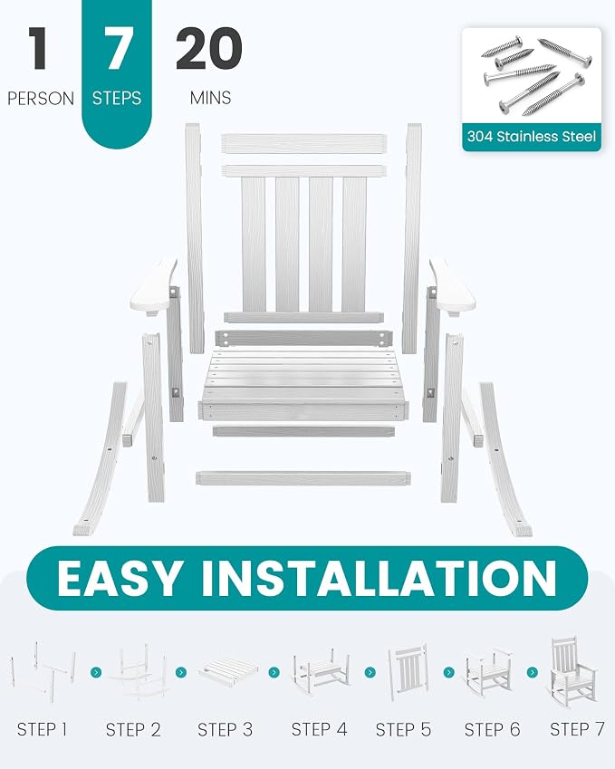 SERWALL Oversized Rocking Chair, Outdoor Rocking Chair - Image 7