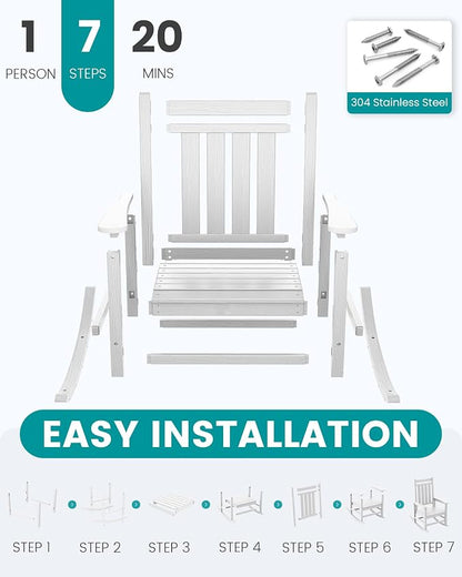 SERWALL Outdoor Rocking Chair Set of 4, HDPE Rocker - Image 7