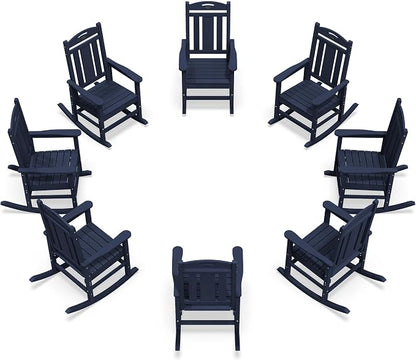 Oversized Outdoor Rocking Chairs Set of 8, 380lbs Heavy-Duty Large Patio Rocker by CIOKEA